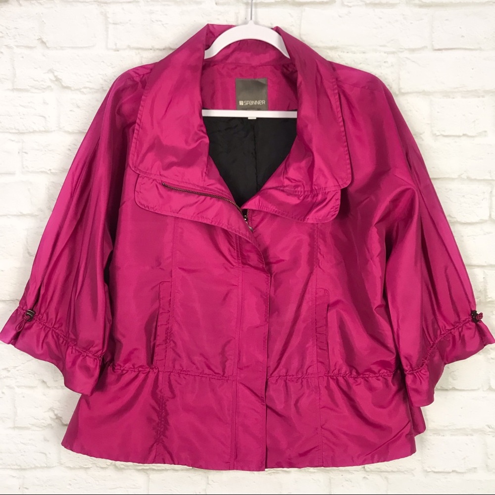 Spanner Hot Pink Nylon ZipUp Dolman Sleeve Jacket